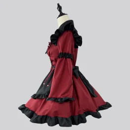 High-Quality Gothic Sweet Red & Black Lolita Maid Costume for Theme Parties