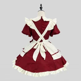 Kawaii Red Lolita Maid Dress for Women Cosplay