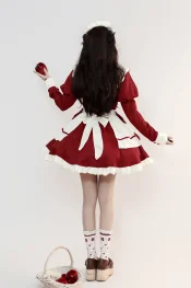 Kawaii Red Lolita Maid Dress for Women Cosplay