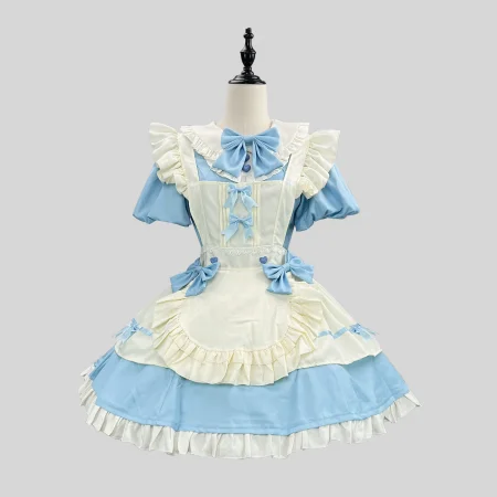 Kawaii Blue Lolita Maid Cosplay Dress for Women