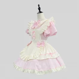 Sweet Pink Kawaii Lolita Maid Cosplay Dress for Women
