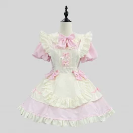 Sweet Pink Kawaii Lolita Maid Cosplay Dress for Women