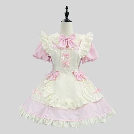 Sweet Pink Kawaii Lolita Maid Cosplay Dress for Women