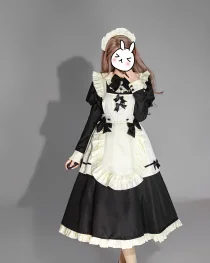 Classic Japanese Black & White Lolita Maid Outfit for Women