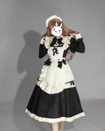 Classic Japanese Black & White Lolita Maid Outfit for Women