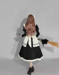 Classic Japanese Black & White Lolita Maid Outfit for Women