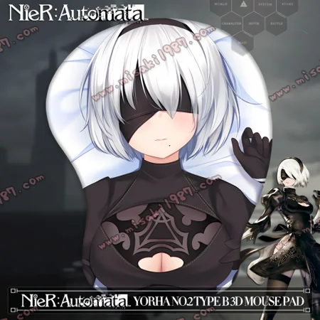 2way NieR: Automata YoRHa 2B Anime 3D Mouse Pad Mat Wrist Rest 02
